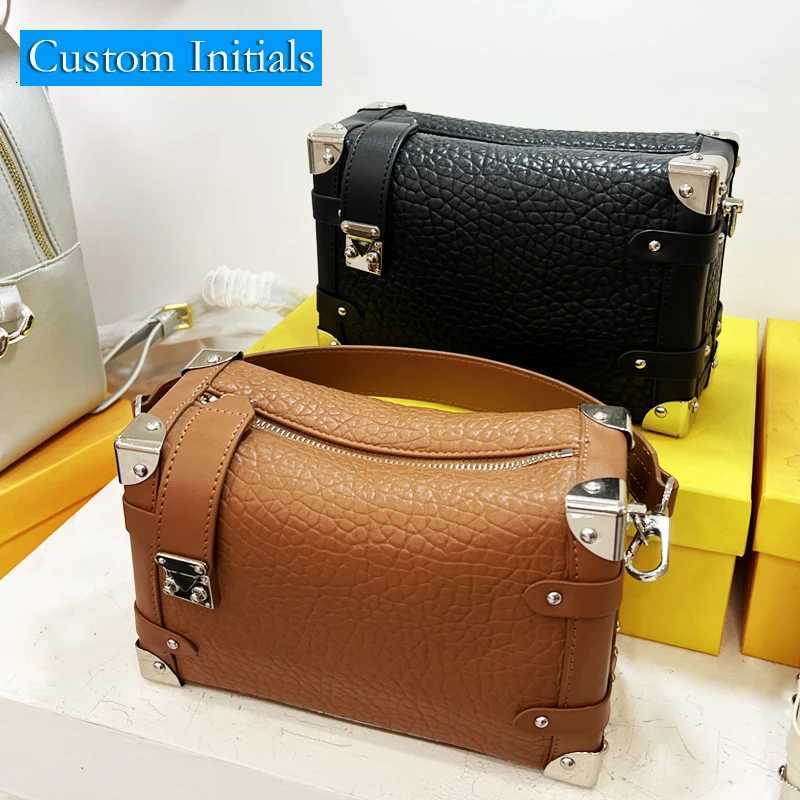 Classic Box Pillow Bags For Women Luxury Designer Handbag Purses 2025 New In PU Lychee Pattern Sequined Lock Top Handle ShoulderW251101