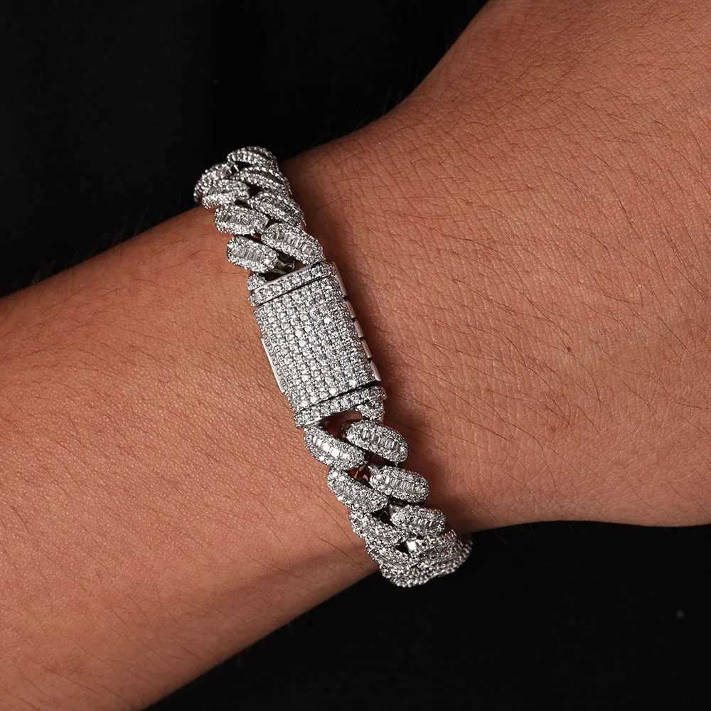 Hip hop jewelry French bread Cuban chain ice out mixed inlay simulated diamond stone pendant 12mm Miami CZ necklace mens gift Y250329