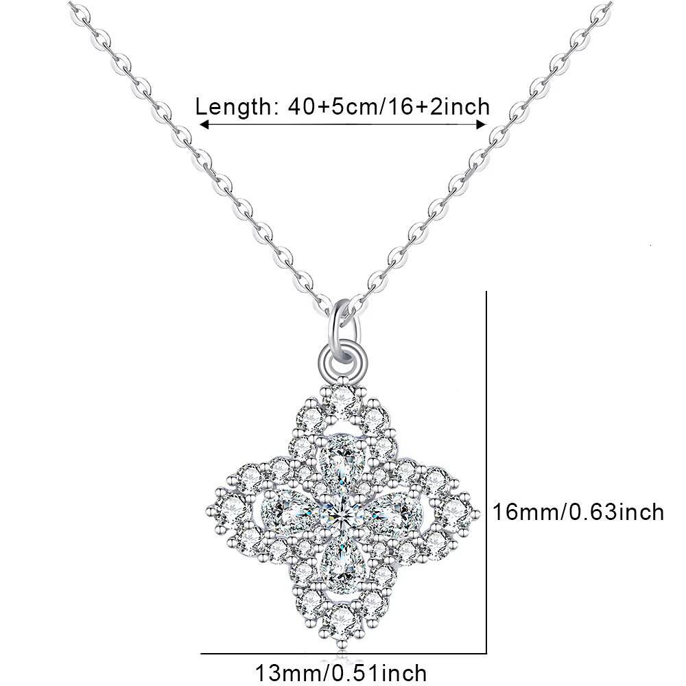 Wholesale Dainty 925 Sterling Silver Jewelry Four Leaf Clover Pendant Necklace Zirconia Flower Necklace Silver Necklace