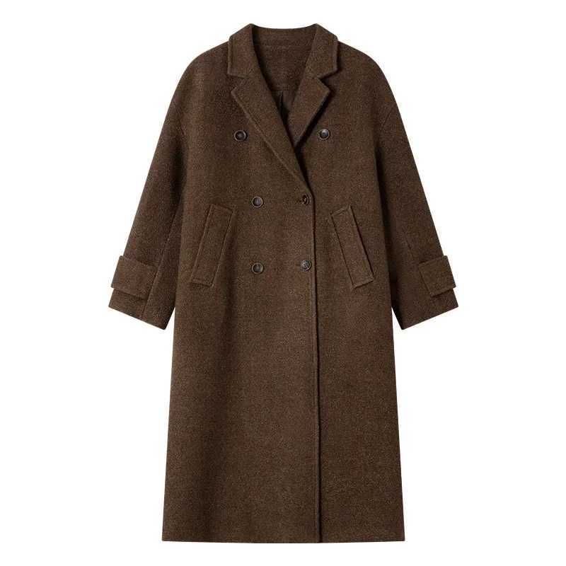 VIMLY Womens Casual Knit Woolen Coats Autumn 2025 Loose Double Breasted Long Sleeve Jacket Office Wear Ladies Outerwear M9832T251101