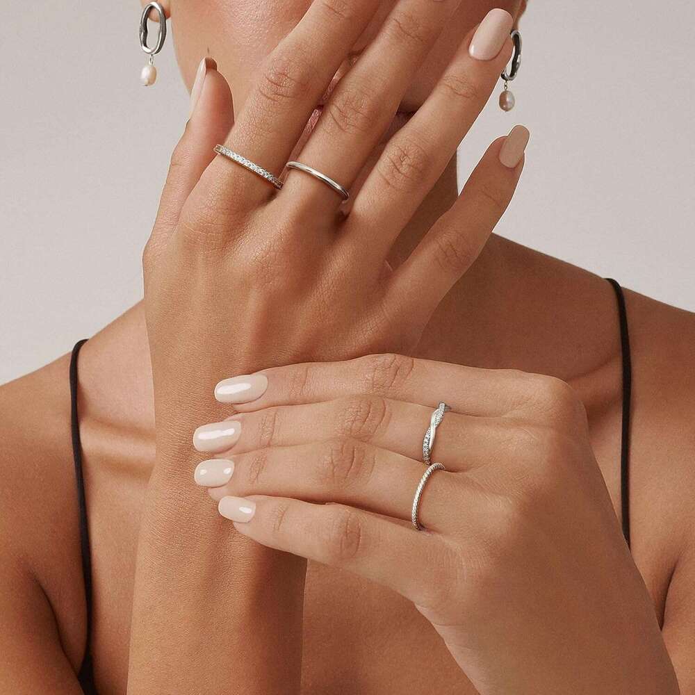 Non Tarnish Dainty 14K Gold Plated Stackable Thin Cubic Zirconia Thumb Ring Set Trendy Statement Promise Wedding Bands Engagement Rings for Women Size