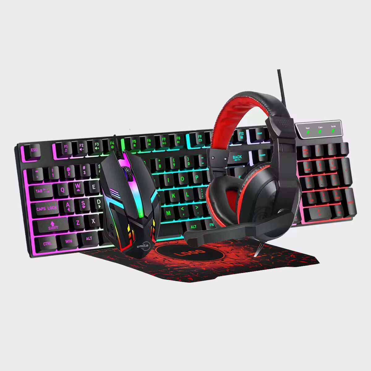 Cool Dongguan Factory OEM Eclado Gamer Set 7 RGB Color Keyboard Mouse Headset