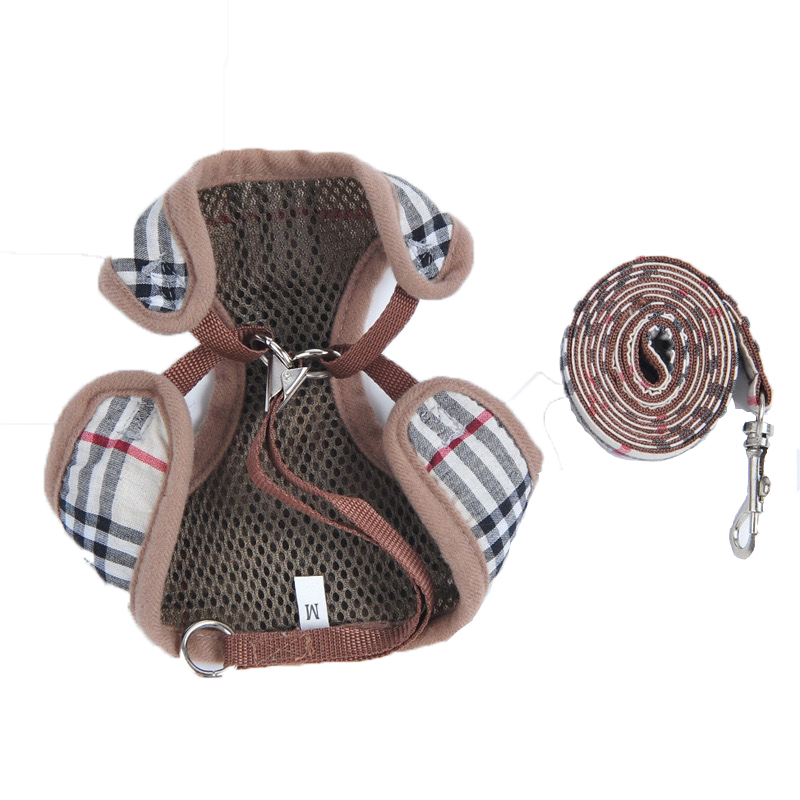 Breathable Mesh Designer Dog Cat Harness Leash Set, Soft Vest No Pull Pet Harness, Adjustable Outdoor Walking Lead for Small Dogs Puppies Cats