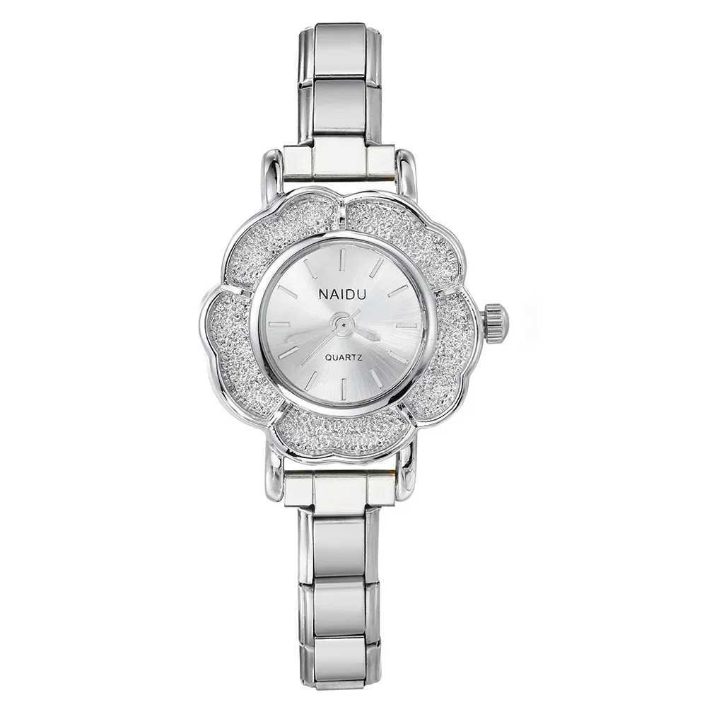 Womens Quartz es with Zirconia Flower Inlay Luxury Chic Design Stainless Steel Strap Party Birthday Gift for HerW251031