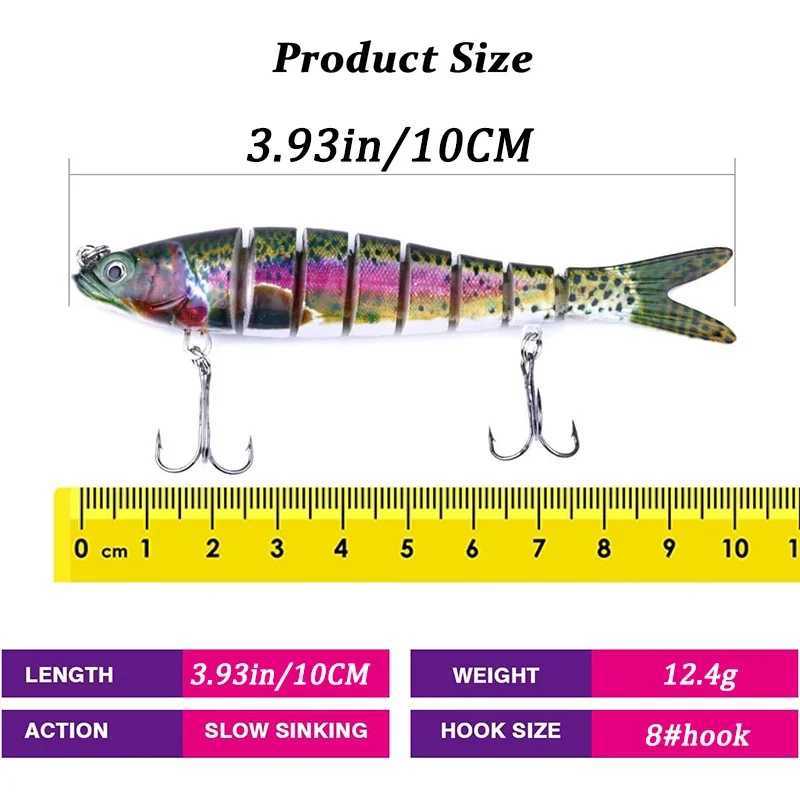 Multi Jointed Fishing Lure 10cm/12.4g Slow Sinking Bionic Segmented Bait Wobble Tackle for Freshwater Saltwater Pesca 5/3/1PcsZ250401