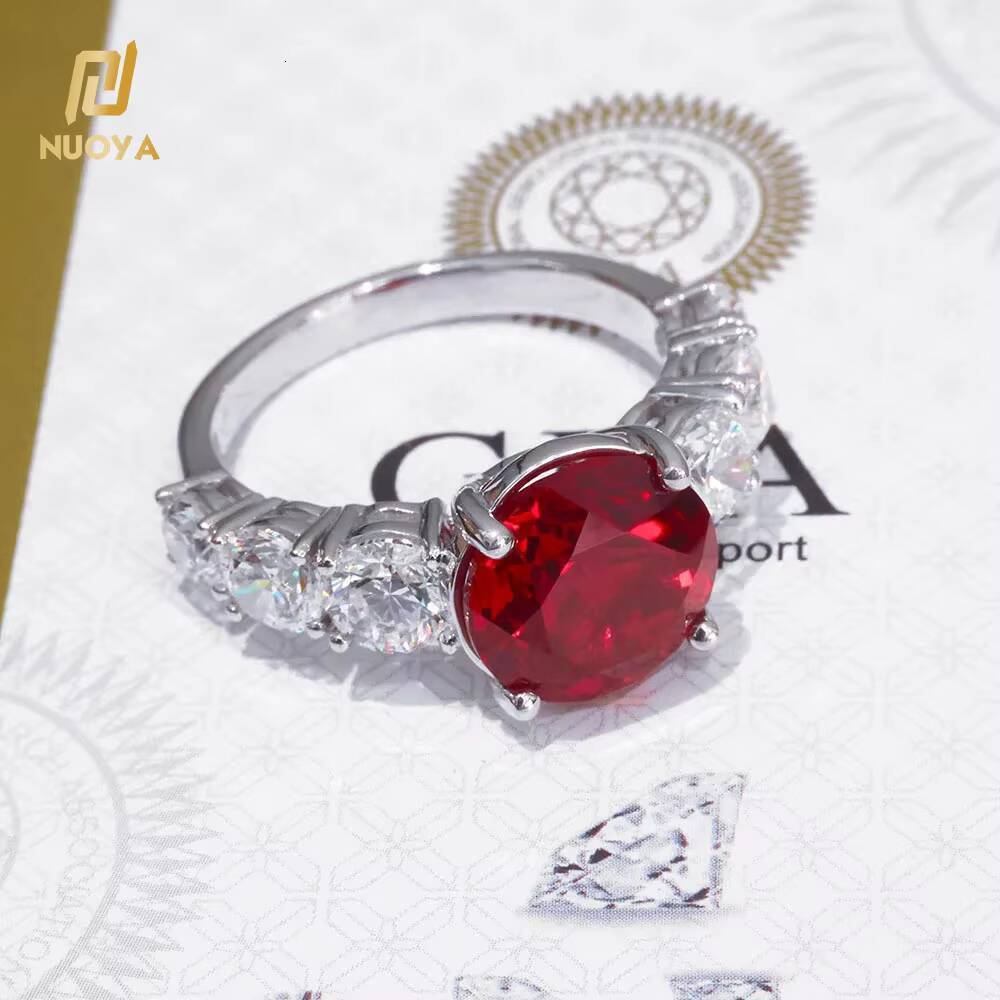 NUOYA Luxury 5 Ct D Color Moissanite Ring for Women 925 Silver Iced Out Lab Diamond Ring Custom Hip Hop Fine Jewelry