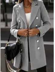 2022 hot sale autumn and winter longsleeved suit collar doublebreasted coat womens woolenT251101