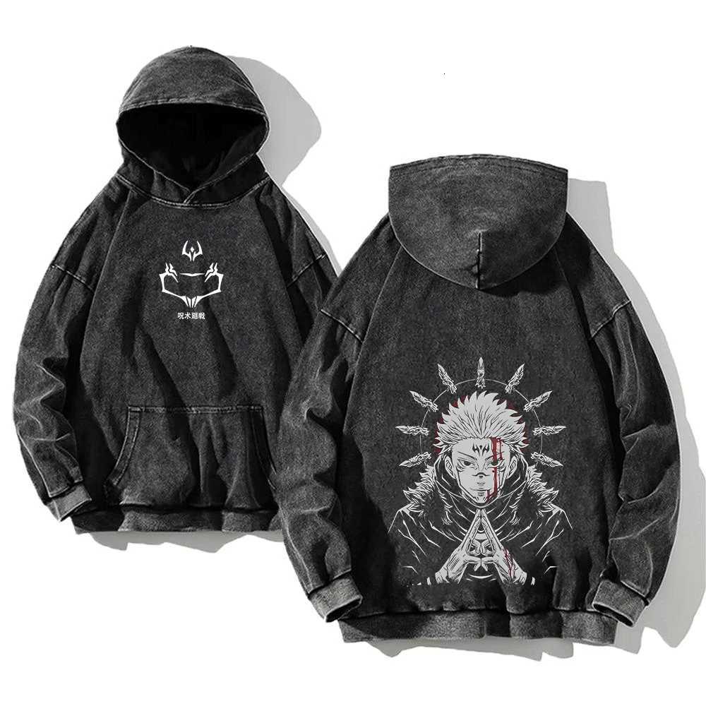Jujutsu Kaisen Anime Acid Hoodies Contain Cotton Mens Clothing Vintage Washed Hoodies Long Sleeve Hip Hop Sweatshirt Unisex1 D251101