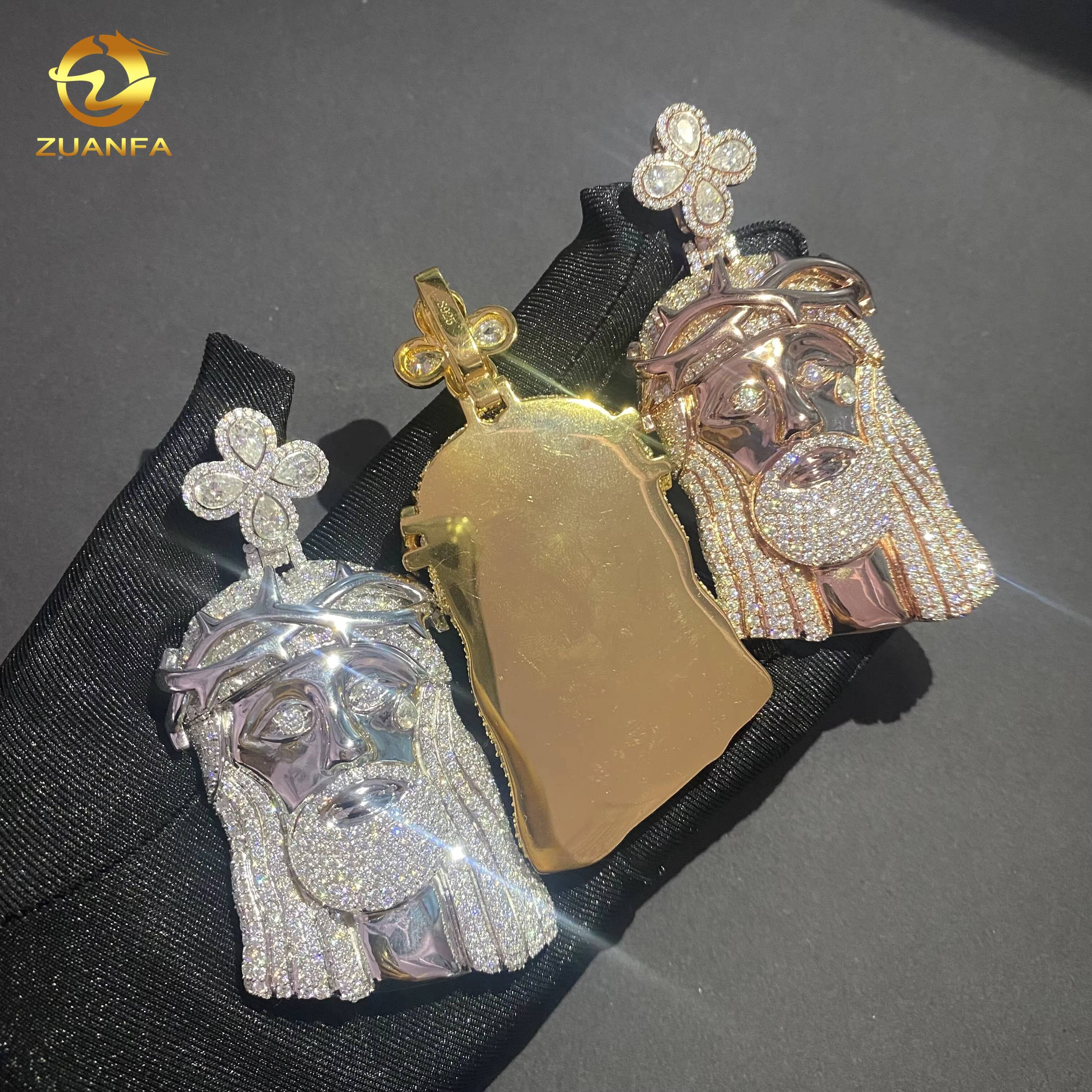 GRA Certificate Fine Hip Hop Jewelry Iced Out VVS Moissanite Pear Cut Diamond Pendant 925 Silver Jewelry Jesus Pendant