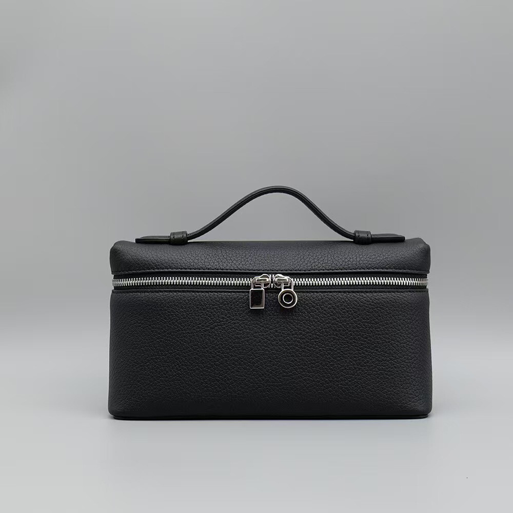 Mini Tote Bag Lunch Box Bag Women's Double Zipper Bag Designer Makeup Handbag Leather Handbag Ostrich Stranding Handbag Double Shoulder Italic Crocodile Skin Bag