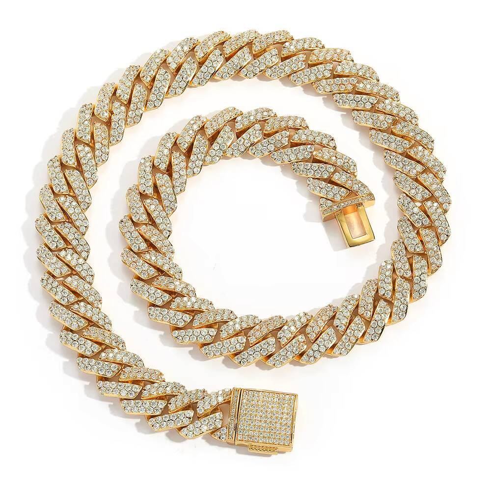 Fine Jewelry 925 Silver Moissanite Tennis Chains Iced Out Hip Hop Cuban Link Chain Luxury Diamond Necklace