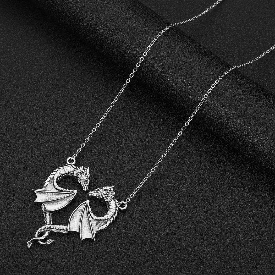 Kinitial April Mothers Day Gift Stainless Steel Dragon Necklace Heart Shape Love Symbol Pendant Jewelry Pendant NecklaceC250407