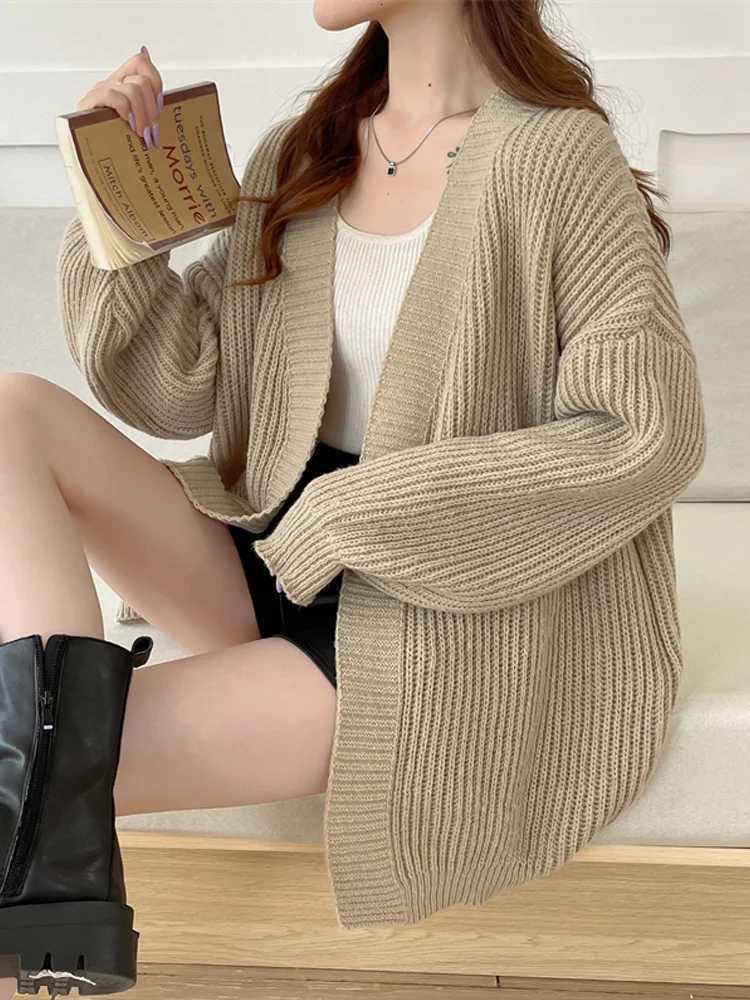 New Fashion Knitted Cardigan Sweater Women Autumn Winter Long Sleeve Casual Loose Sweater Coat Winter Knit ClothesT251101