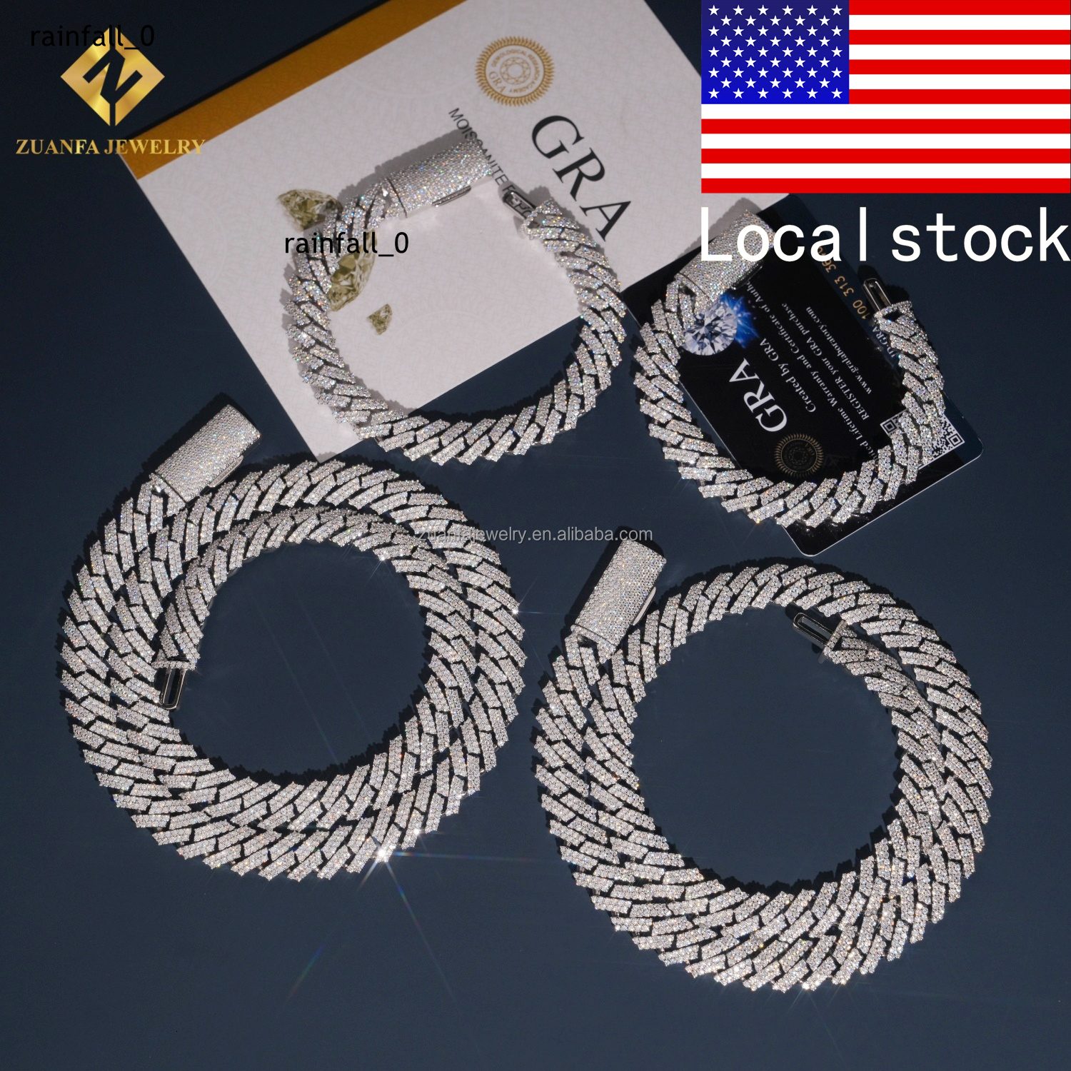 In USA Warehouse Iced Out Hip Hop Silver S925 12mm FL Moissanite Diamond GRA Certificate Miami Cuban Chain Bracelet Man Style