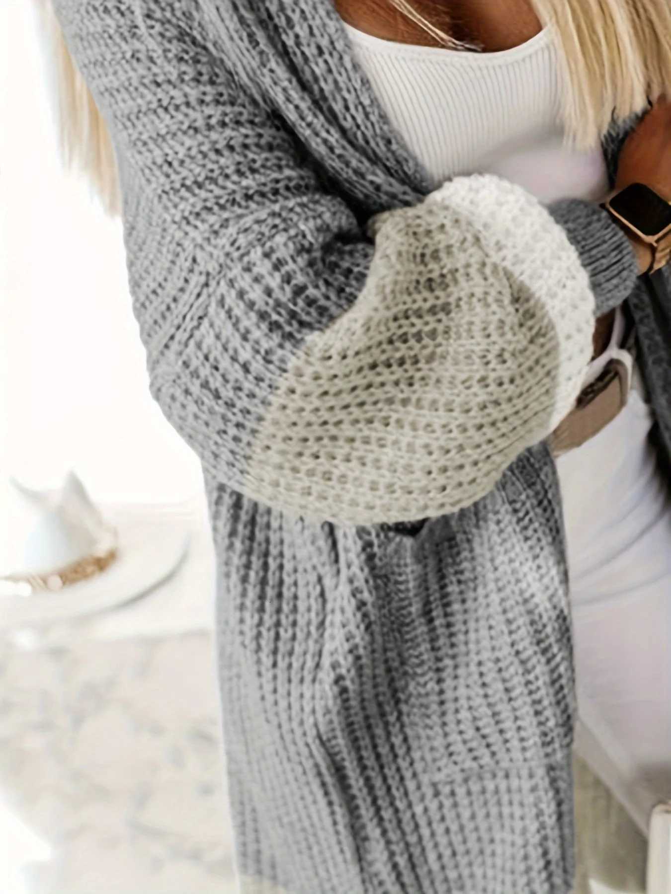 Womens New Autumn Winter Fashion Warm Large Pocket Loose Long Sleeve Long Sweater Coat CardiganT251101