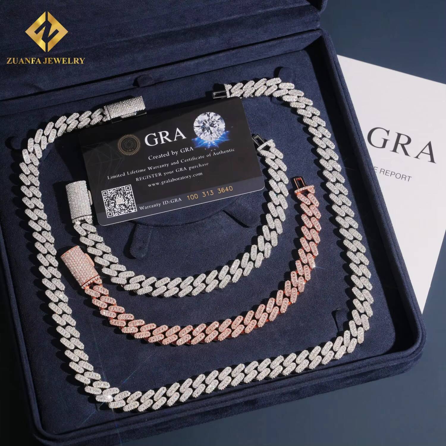 Wholesale Price Hip Hop Men Rose Gold Miami Necklace in 925 Silver 10mm Iced Out Moissanite Cuban Link Chain Rock Jewelry