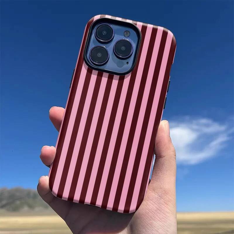 Phone Case for iPhone 16 15 14 13 12 11 X XS XR XSMAX 7 8 Pro Max Plus Luxury Fashionable Striped Black Double-layer Back Cover