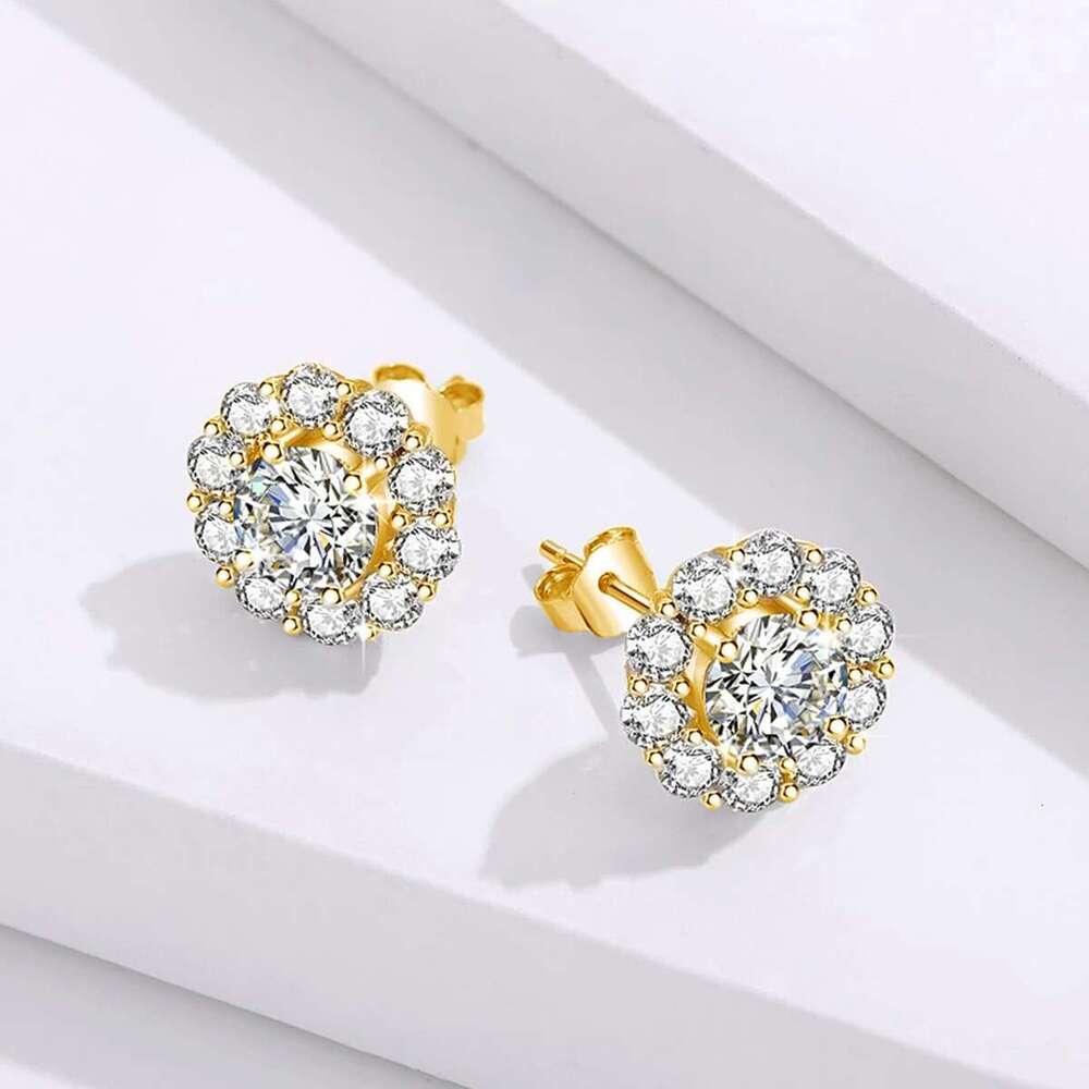 Szjinao 2 Carat Total Moissanite Dia With Certificate D Color VVS1 Charm wer Studs Earrings For Women Gift Trend