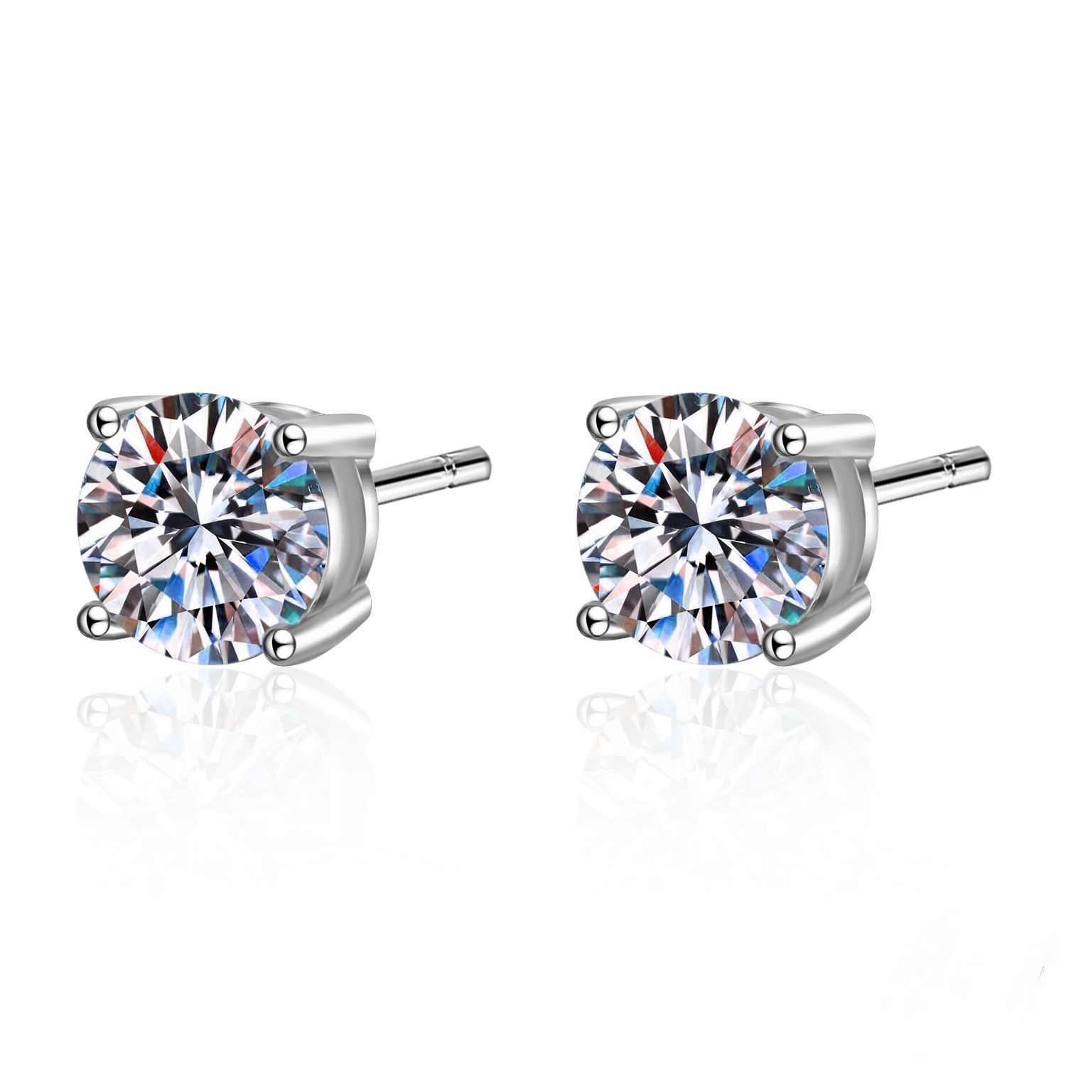 Stud Earrings Real Moissanite 14K White Gold Plated Sterling Sier 4 Prong Dia Earring For Women Men Ear 1ct 2ct 4ct