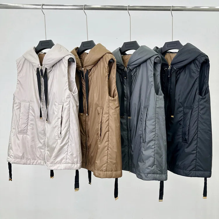 Autumn and Winter Womens Vest Loose Hooded Commuting Down Vest 251031