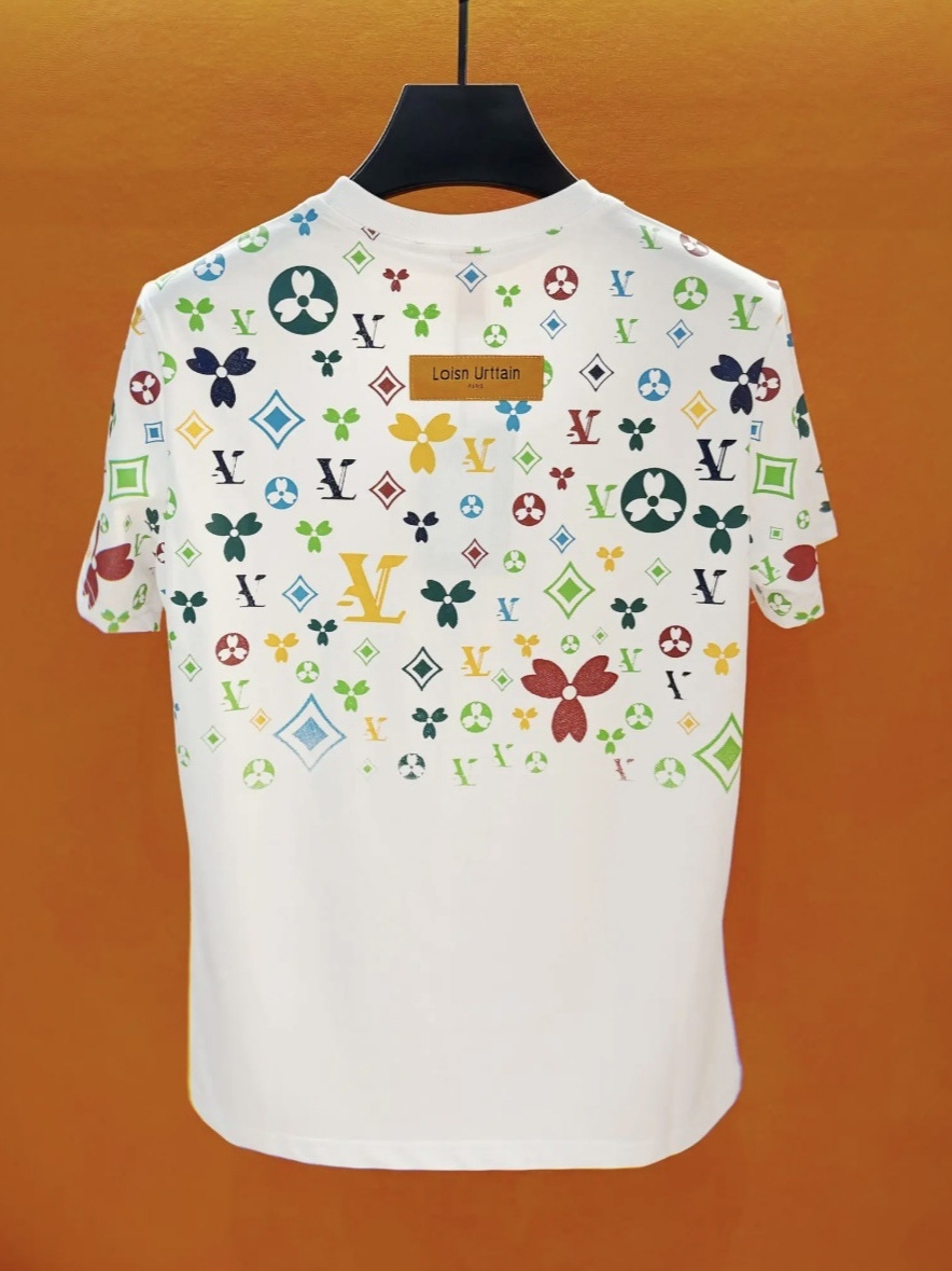 Free shipping new fashion trend short sleeve men spring and summer fashion matching colorful couple men handsome round neck short sleeve light luxury 