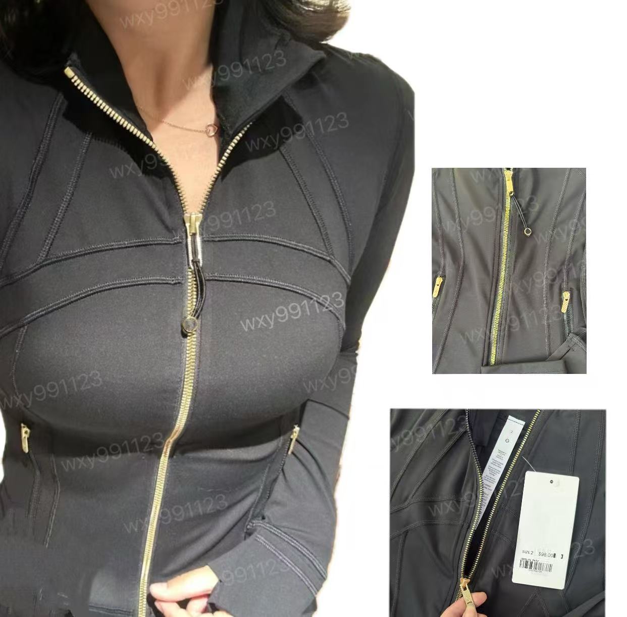 women Jackets Yoga Cropped Jacket Outfit Women Gold Zipper Nu Activewear Slim Fit Zip Thumb Hole Running Workout Fitness Jackets