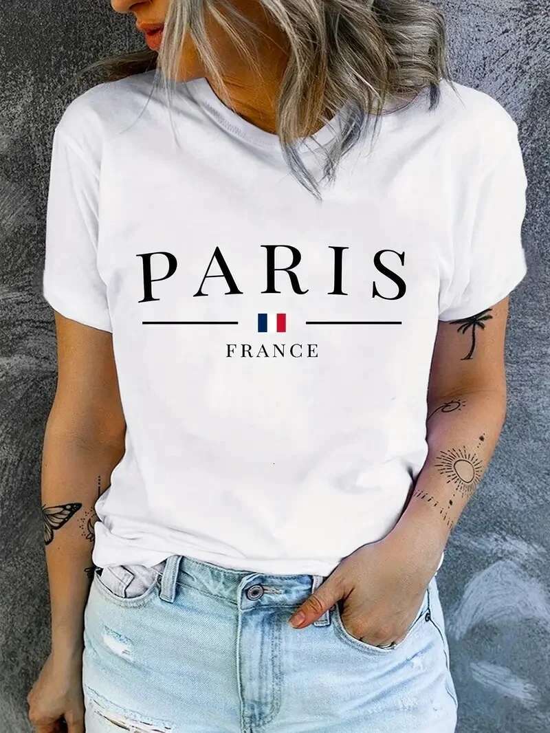 P Printed T-shirt Designer Summer and Spring Short Sleeves Round Neck Casual Top Women's Trendy Short Sleeves5