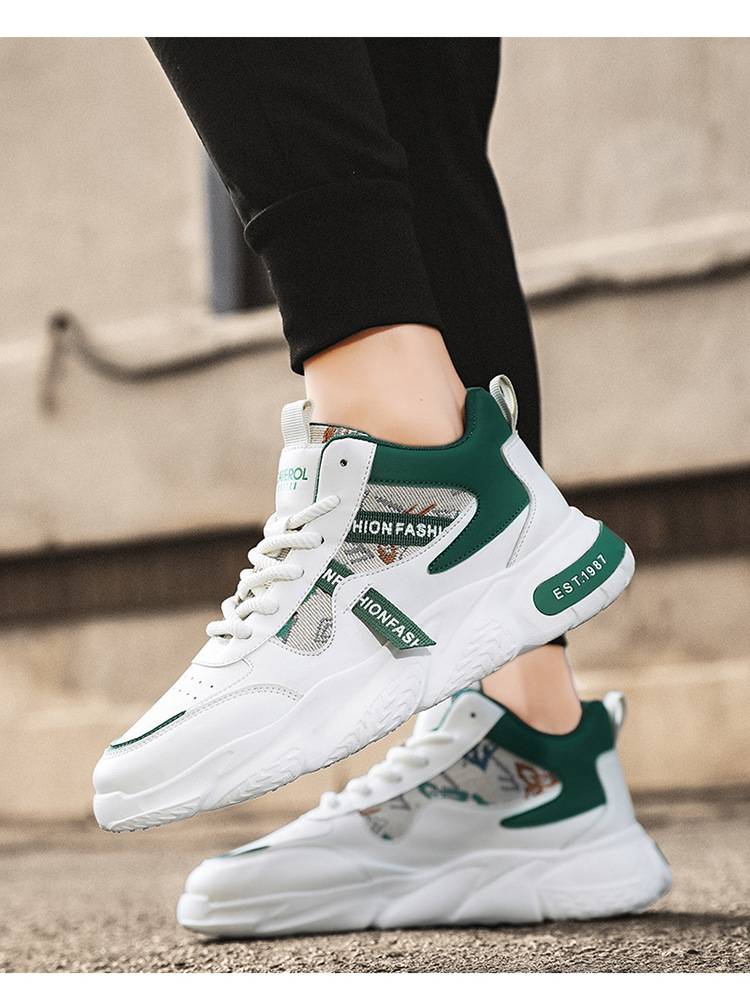 2025 New Men's Fashionable Breathable Casual Shoes Combining Athleisure Style with All-Day Comfort Trendy and Versatile Free Shipping White green