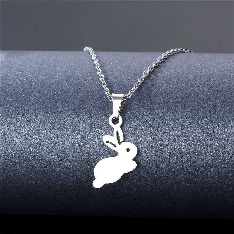 Trendy Baby Rabbit Pendant Necklace Women Girl Stainless Steel Bunny Head Charm Pendant Necklaces Fashion Lovely Animal JewelryC250407