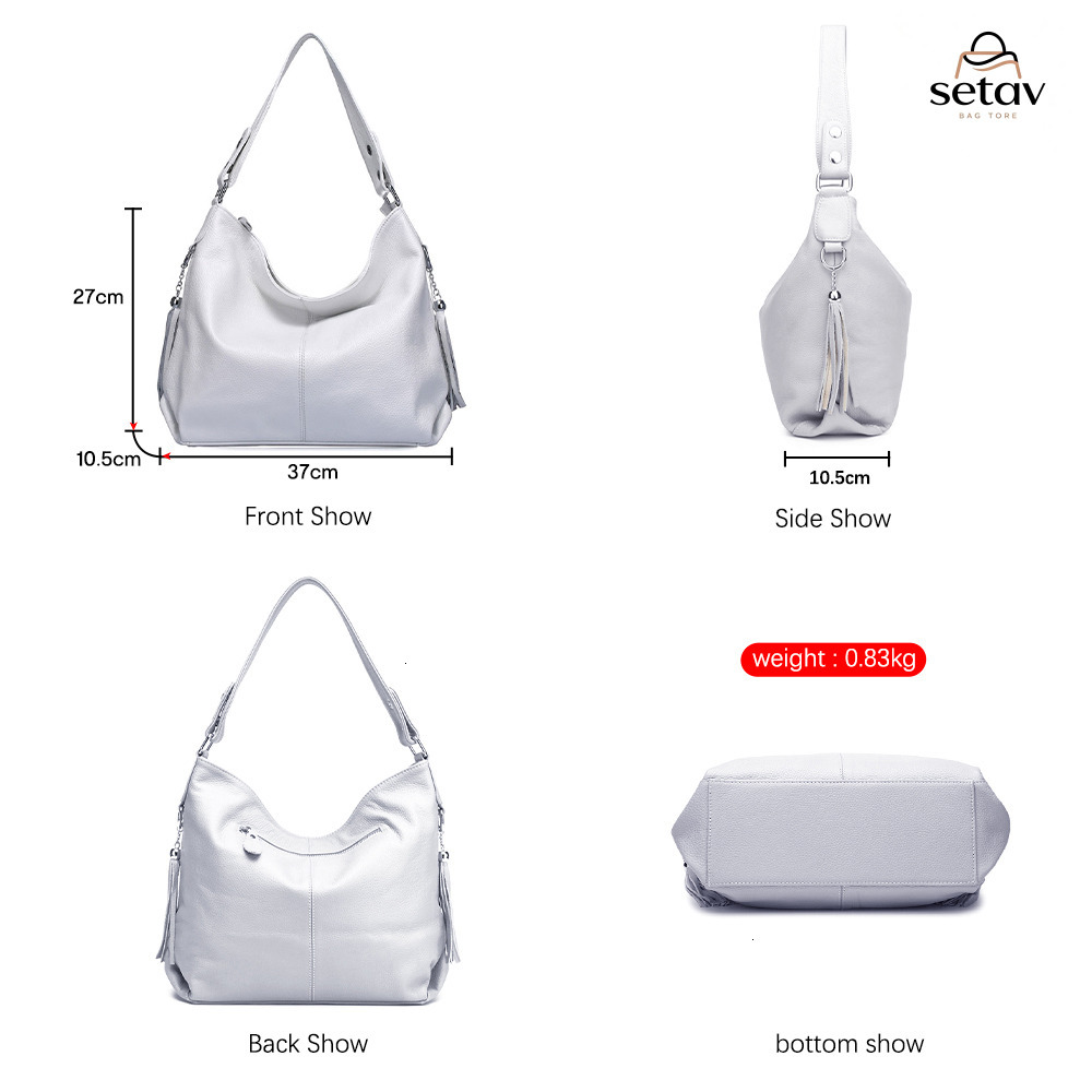 Casual Women's Tassel Versatile Large Capacity Hobo Bag Made Of Soft Cow Leather Black Grey Designer Satchel Genuine Leather Zipper Style Bagvoya