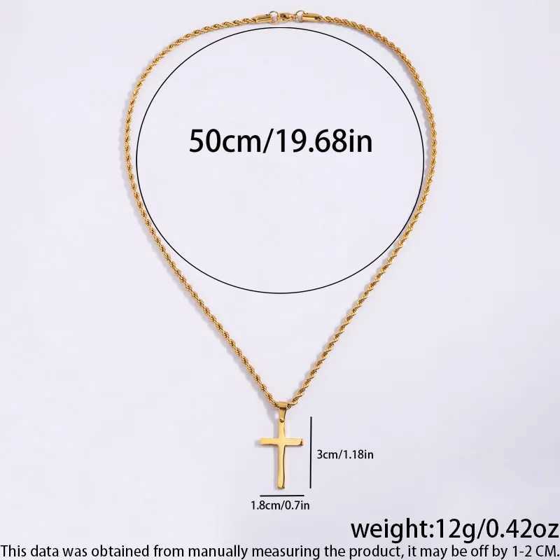 Fashion Cross Stainless Steel Necklace for Women Men Gold Color Pendant Stainless Steel Jewelry Collares Gifts Sweater NecklaceC250407
