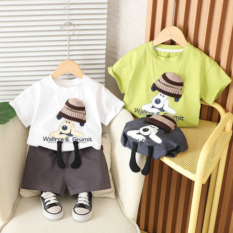 Childrens short sleeved set boys T-shirt babys summer childrens clothing girls shorts baby clothes summer clothes S2548