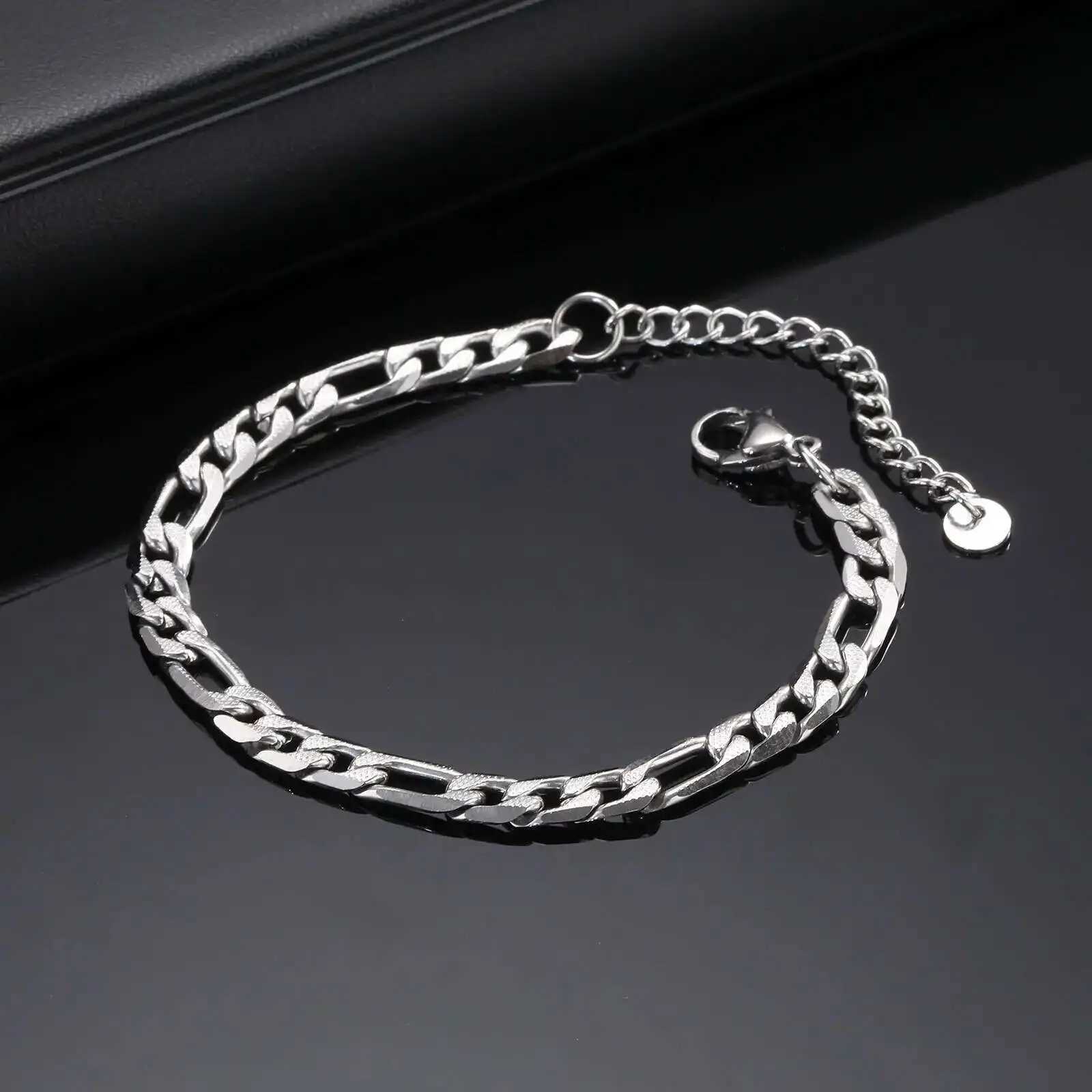 Prjewel never fades waterproof stainless steel Figaro Ks mens fashion pattern chain simple casual mens jewelry bracelet Y250329
