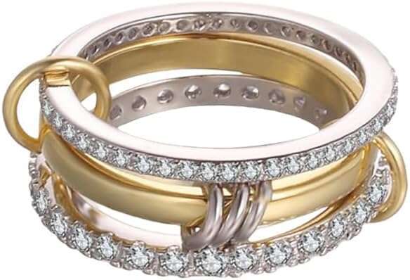 Chunky Stackable Rings women Multi-k Connected Non Tarnish 18 K Gold Plated Statement Set Dainty CZ Cubic Zirconia Sier Trendy Fashion Ring Jewelry Gi