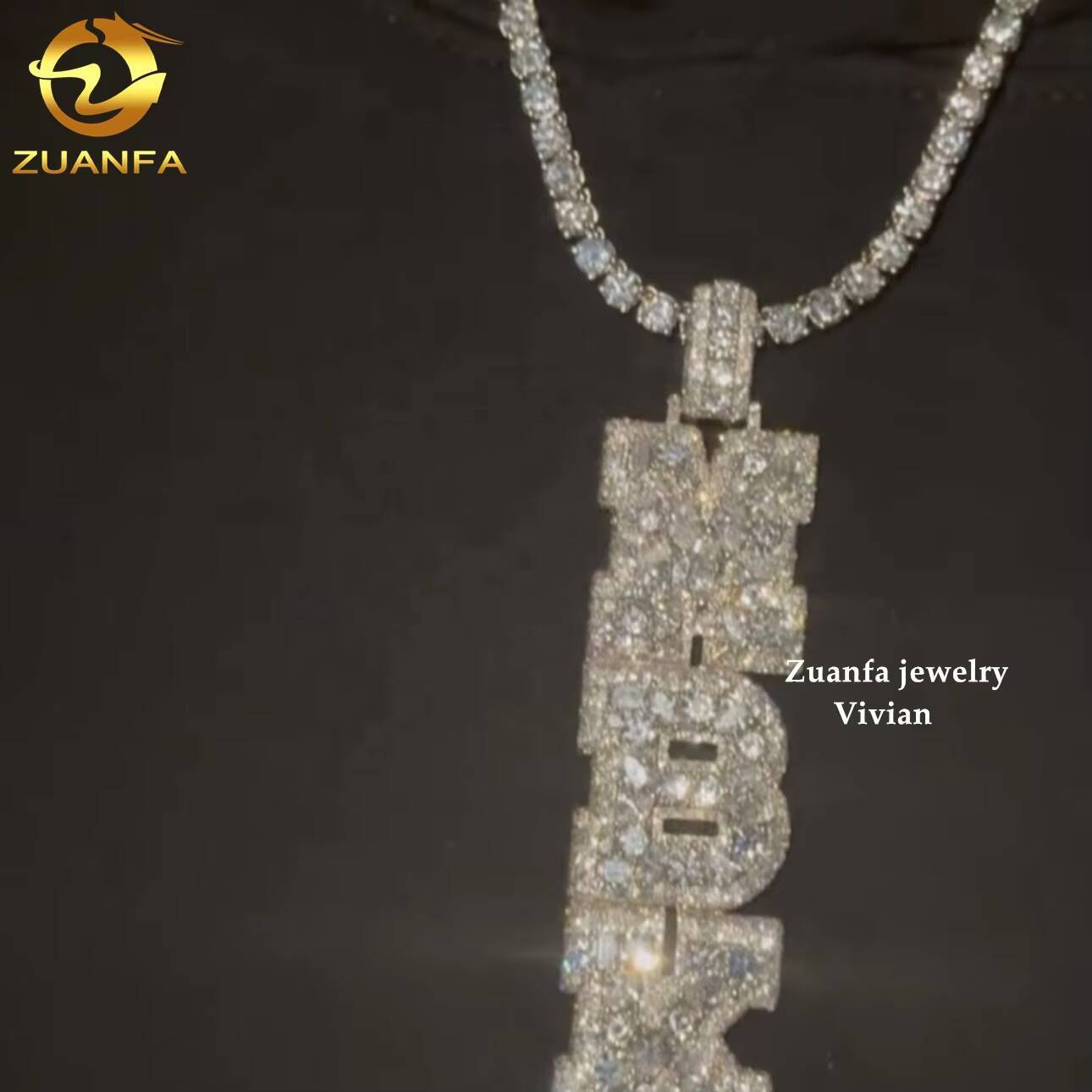 Custom Hip Hop VVS Moissanite Pendant Luxury 925 Fine Jewelry with Iced Out Fashion Moissanite Letter Pendant