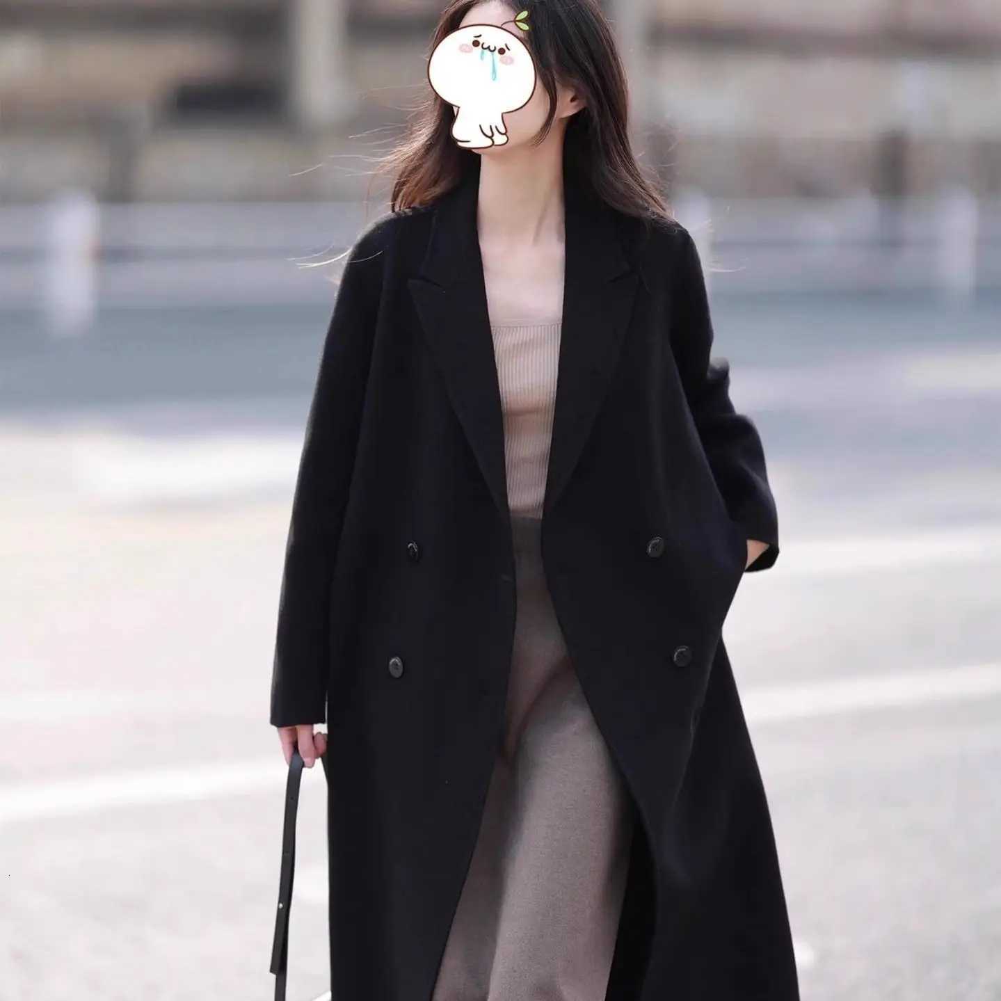 25ss new product 100 sheep wool doublesided woolen coat autumn style simple slim fit womens woolen jacketT251101