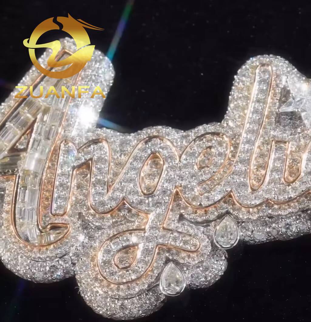 Buss Down Moissanite Name Pendant Hip Hop Jewelry Iced Out Hip Hop Pendant Sterling Silver 925 Moissanite Chain Pendant