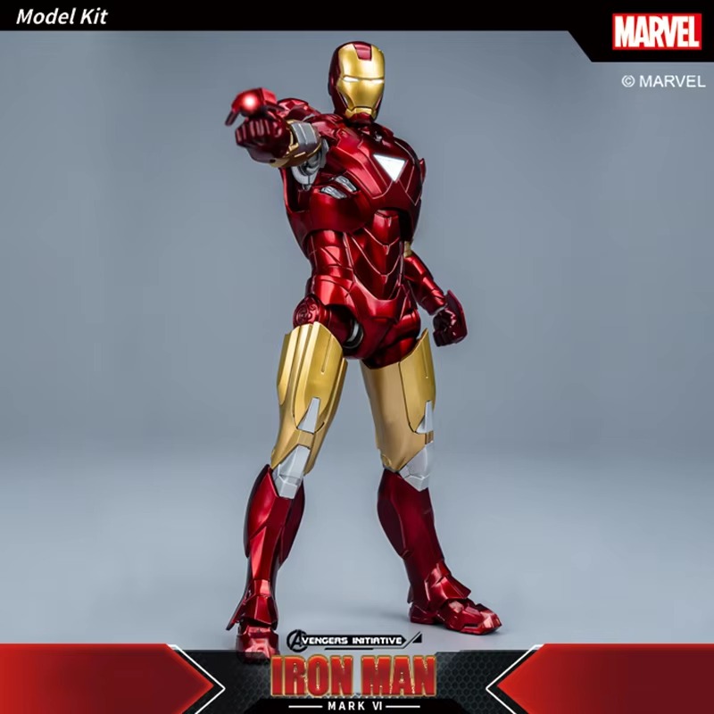 Fondjoy Marvel Avengers Iron Man MK6 1/12 Scale ABS Action Figure, Movable Joints Collectible Model Kit for Boys Adult Collectors, Birthday Gifts