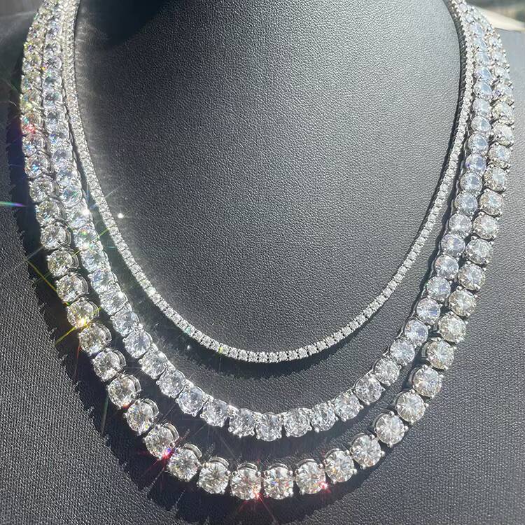 Free Fire Moissanite Necklace in Stock S925 Silver Link Chain 3mm 4mm 5mm MoissaniteMoissanite Diamond Necklace Tennis Chain