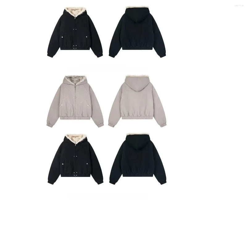 Men's Jackets Y2K Harajuku Warm Jacket Mens And Womens Retro Simple Plush With Loose Leather Motorcycle Punk Fur Collar