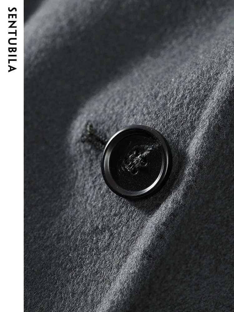 SENTUBILA Womens Elegant Winter Wool Long Coat Solid Color Fashion Warm Overcoat Female Single Breasted Outerwear W24O42059T251101