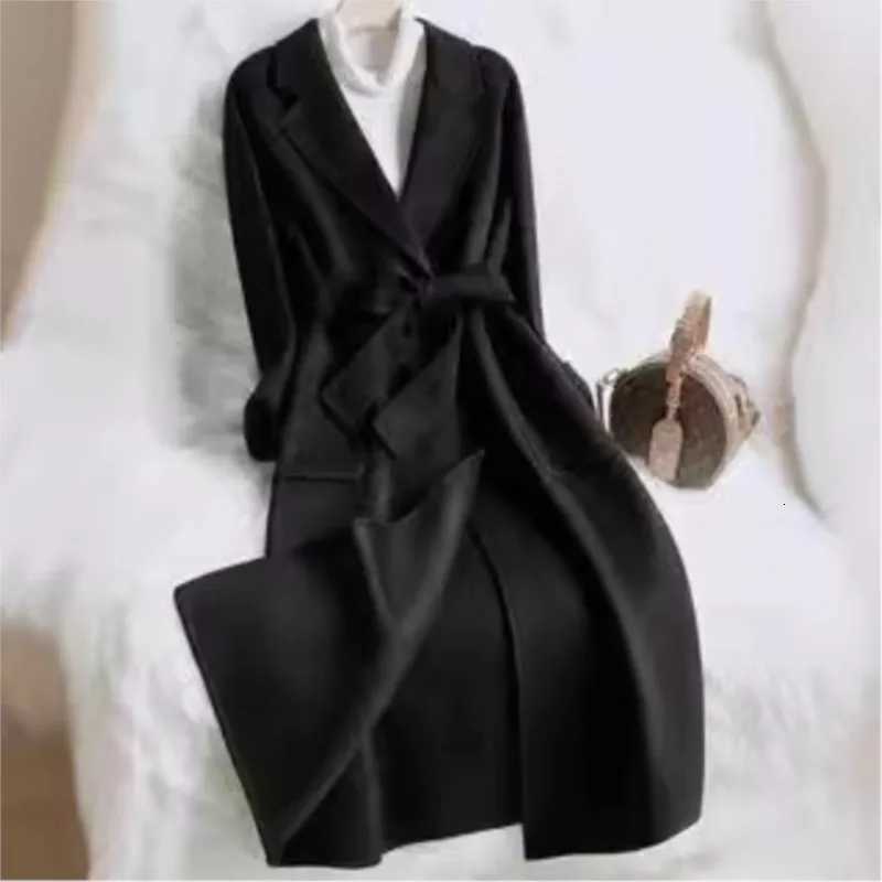 Japanese and Korean womens autumn and winter new style fashion beige slim fit woolen coat for womenT251101