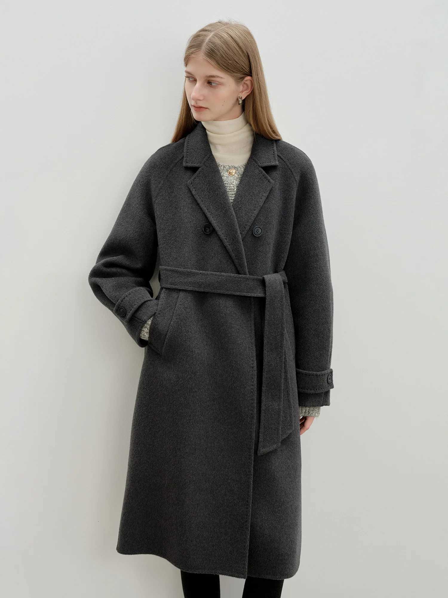 ZIQIAO Korean Style Blazer Collar Wool Coat Women 2025 Winter New Woolen Coat Midlength Loose Fit Casual Commuting SimpleT251101