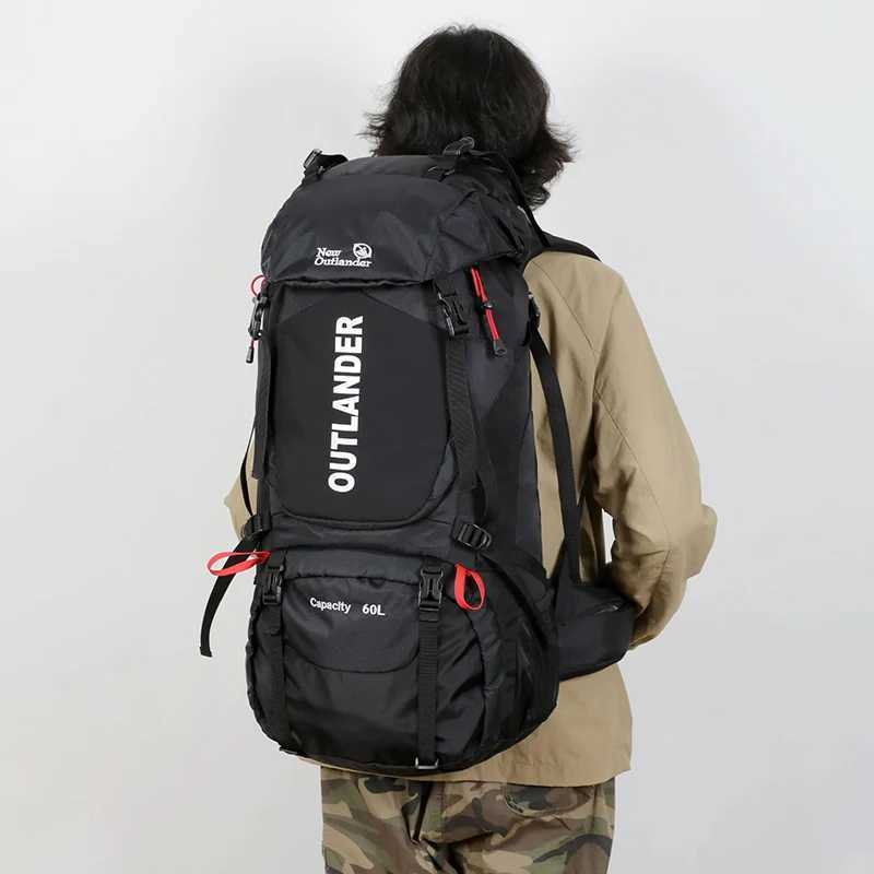 60L Camping Backpack Travel Outdoor Bag Men With Rain Cover Large Hiking Shoulder Waterproof Trekking Mountaineering RucksackC250401