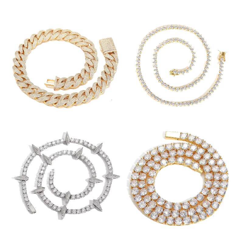 Custom Moissanite Chain Cuban Men 925 Silver Mossanite Diamond Tennis Necklace Chain Moissanite Chain