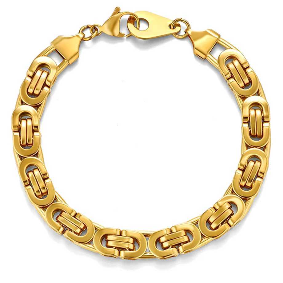 Hip Hop Byzantine Chain Gold Silver 316L Stainless Steel Mens Bracelet Wholesale Jewelry 6/8mm Y250329
