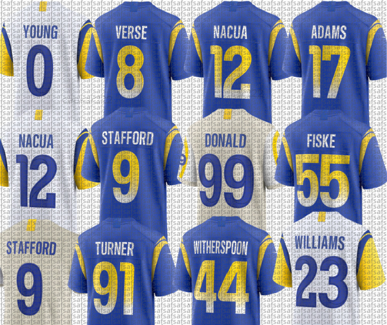 Kurt Warner Eric Dickerson Davante Adams Matthew Stafford Kyren Williams Tyler Higbee Johnson Demarcus Robinson Puka Nacua Davante Adams NFL ram Football Jersey