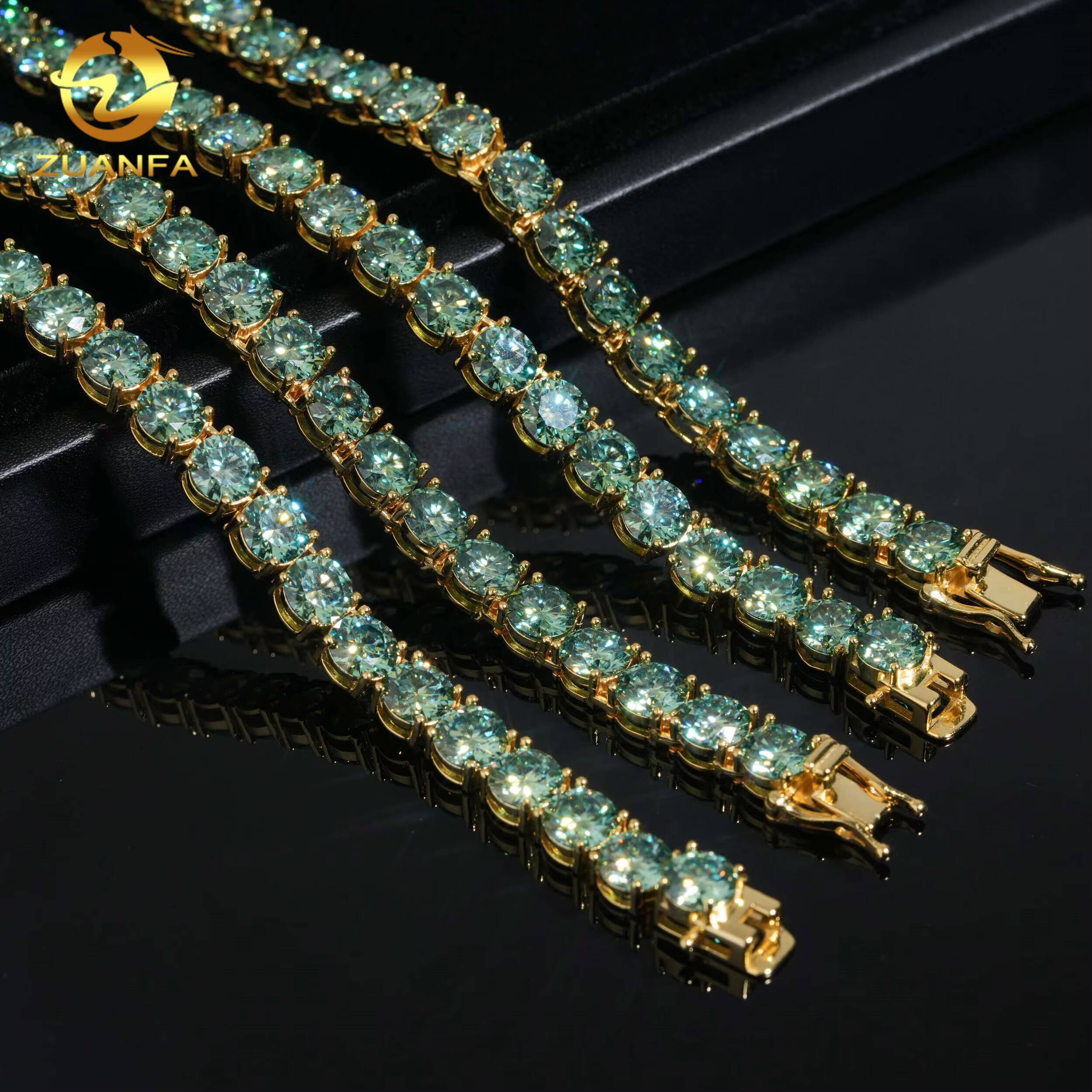 Big Size 65mm Original Color Blue Green Moissanite Chain Tennis Necklace Hip Hop Jewelry Tennis Chain Tennis Chain Bracelet