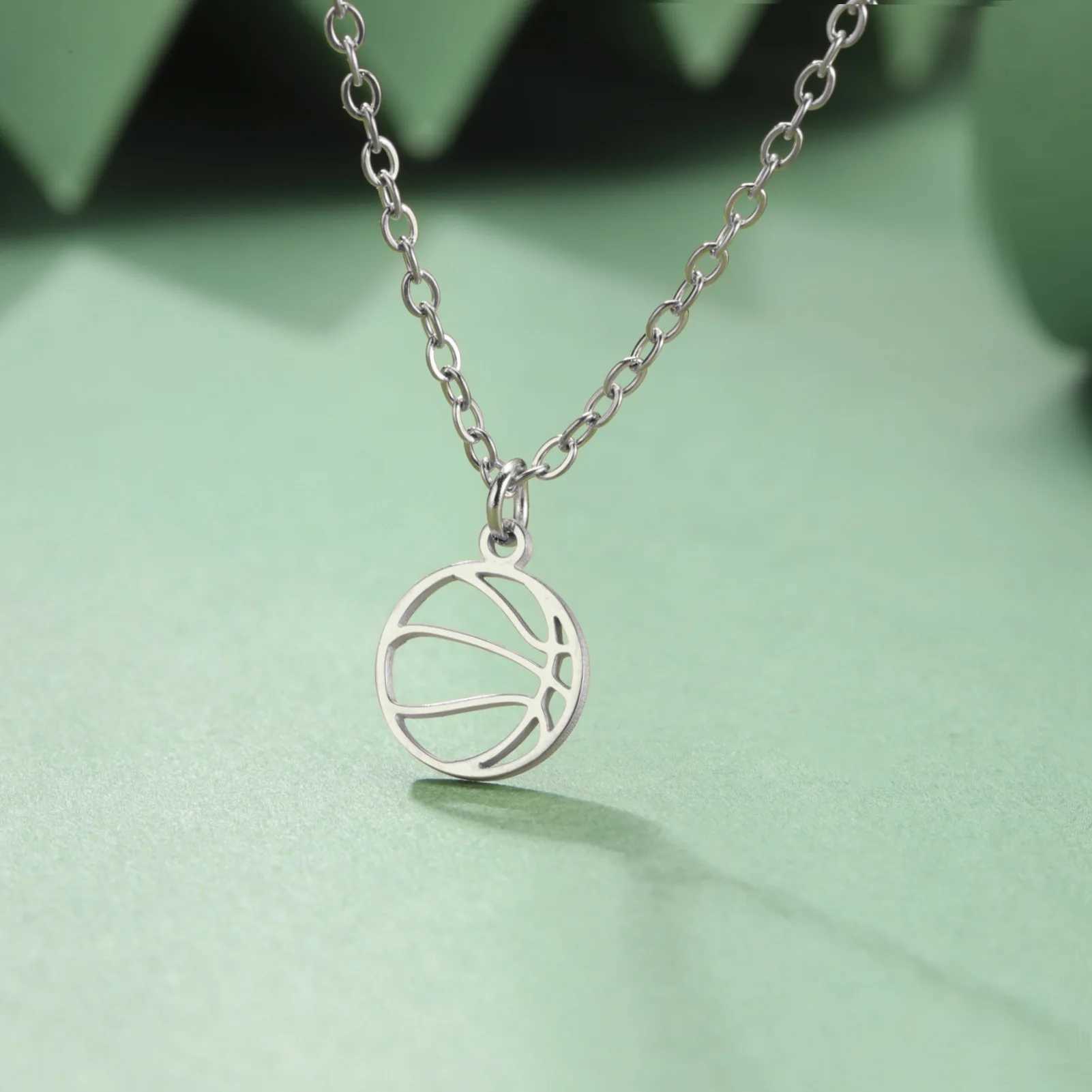 HIPEE Fashion Ball Necklace Stainless Steel Basketball Charm Pendant Necklaces For Women Men Sports Jewelry Party GiftsC250407