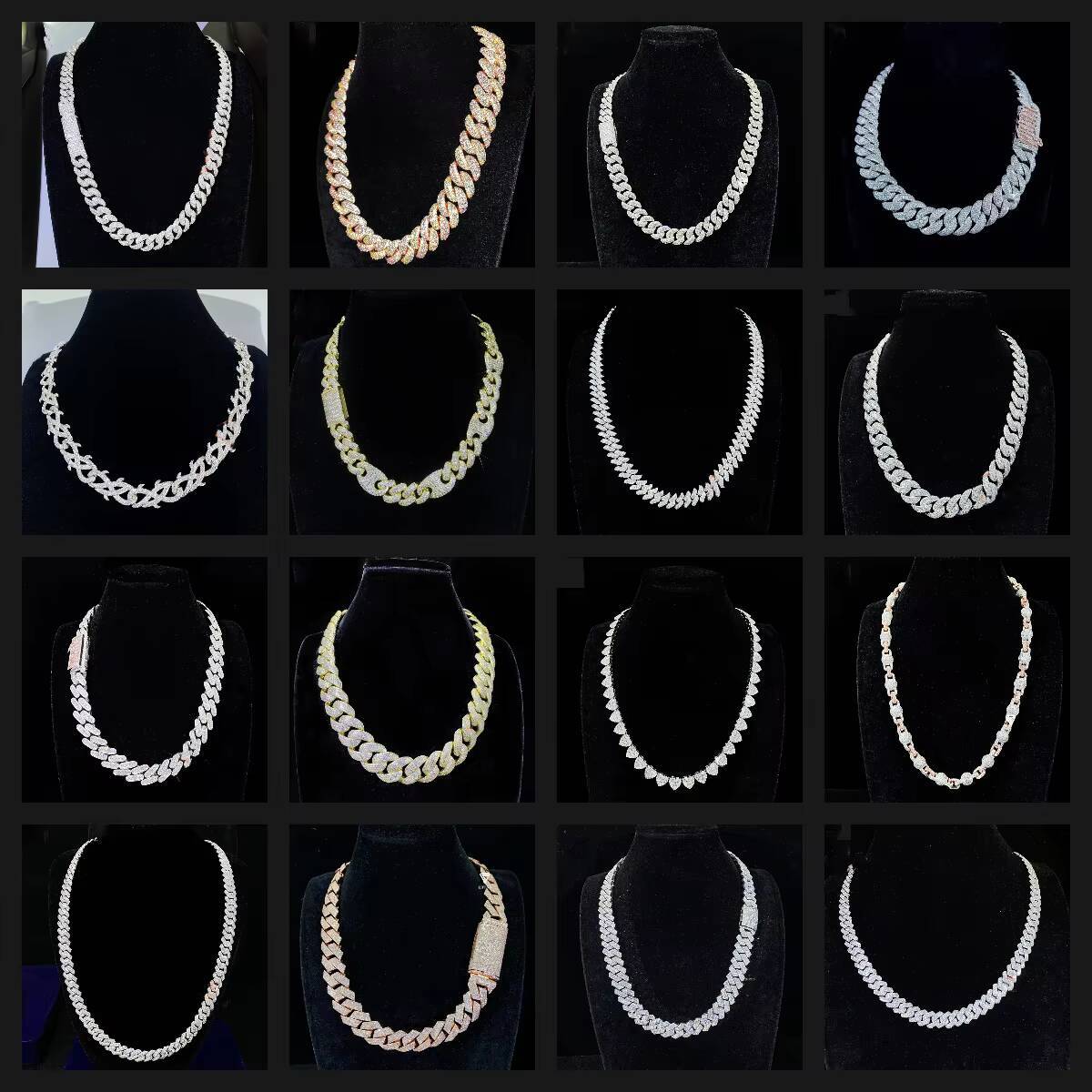 Baguette Moissanite 18mm Necklace Fine Jewelry VVS Iced Out Moissanite Pass Diamond Test 925 Silver Hip Hop Cuban Link Chain